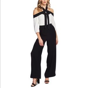 CeCe Cold Shoulder Halter Jumpsuit NWT size 12